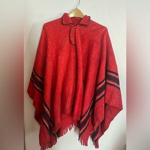 Vintage 1970s handmade wool poncho cape